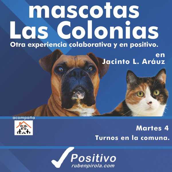MascotasLasColonias sigue rodando, esta semana en las localidades de Jacinto L. Arauz el martes 04/12, La Pelada el jueves 06/12 y Providencia el viernes 07/12. Súmate! Inscribite en la Comuna local.