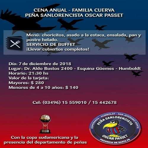 En Humboldt Peña Oscar Passet despide el año el viernes 7 Diciembre