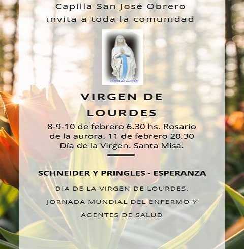 En gruta ubicada en calle Schneider y Pringles 8-9 Febrero se brindara oración por la Virgen de Lourdes