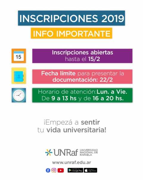 Últimos dias para inscribirse en la UNRaf