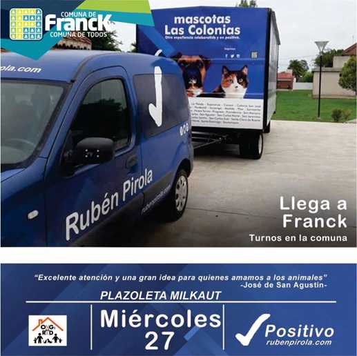 Desde el lunes  18, turnos disponibles en Comuna de Franck para castraciones gratuitas