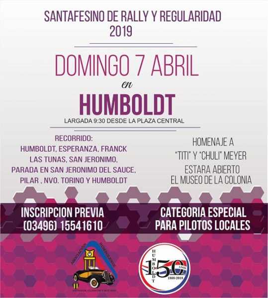Santafesino de Rally y regularidad 2019 7 de abril en Humboldt