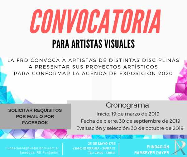 La Fundación Ramseyer Dayer abre la Convocatoria para presentar proyectos expositivos  agenda de MUESTRAS 2020