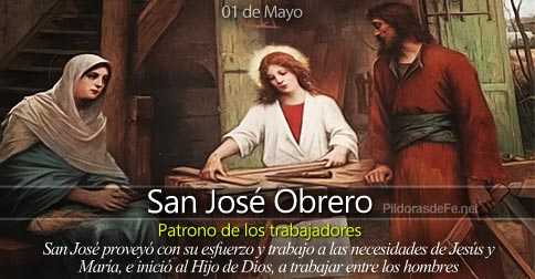 Miercoles 1ero de Mayo 10,30 Hs Procesión con el Santo Patrono “San José Obrero” y celebración de la Santa Misa
