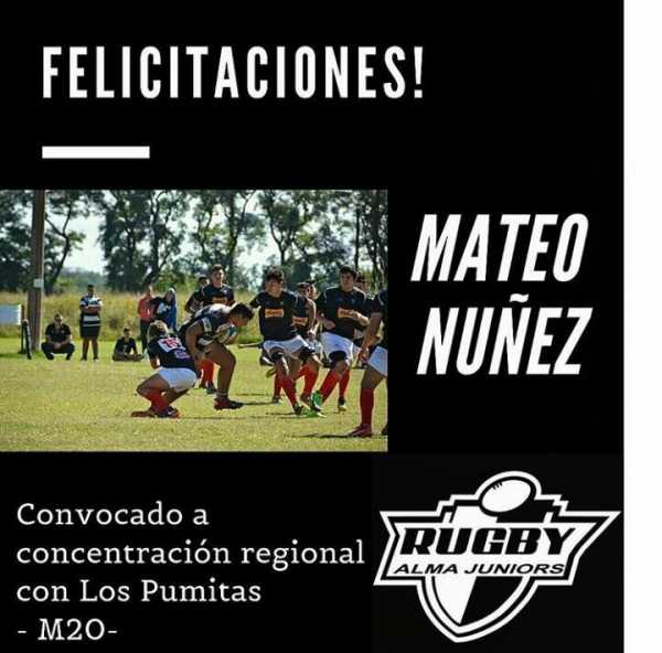 Desde grupo de Rugby de Alma Jrs alientan a Mateo Nuñez Miserez a la convocatoria regional de Los Pumitas