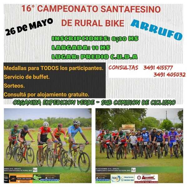 26 de mayo Rural Bike en Arrufó aqui la programación e invitación