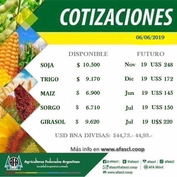 AFA Humboldt cotización granos  7 / 6 /2019