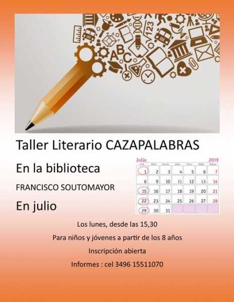 En julio cursos Literarios Cazapabras en Biblioteca de Esperanza