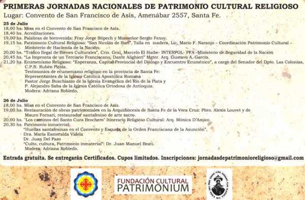 25 y 26 de Julio en Sta Fe Esperanza participara en Jornadas de Patrimonio Cultural Religioso