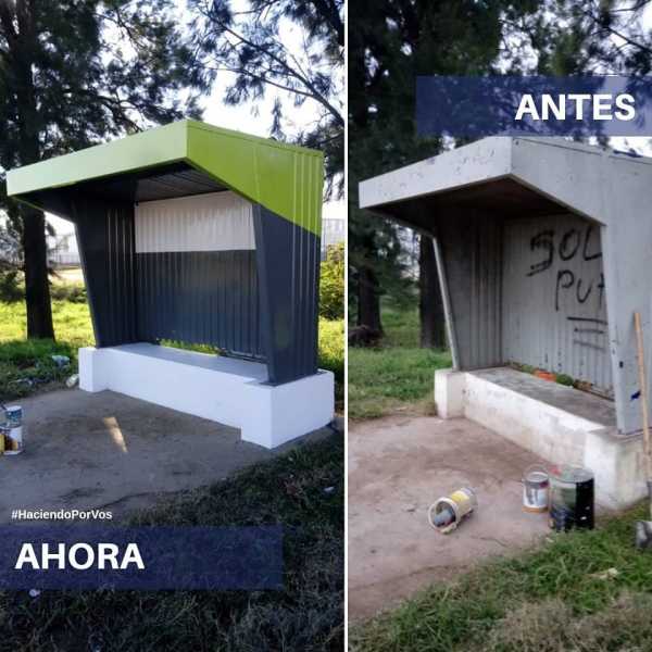 Se continua con el pintado de garitas por parte de la Municipalidad