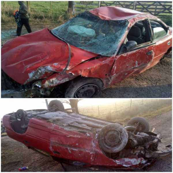 Vuelco en el ripio de San Jeronimo Norte y Santa Maria Norte 