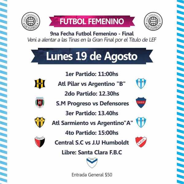Lunes 19 fútbol femenino Liga Esperancina  aqui horarios y partidos