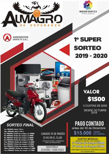 Club Almagro martes presentará el lanzamiento del 1er. Súper Sorteo 