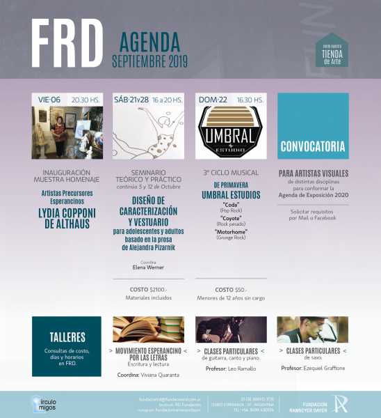 Presentamos la Agenda de septiembre en Fundación Ramseyer Dayer.