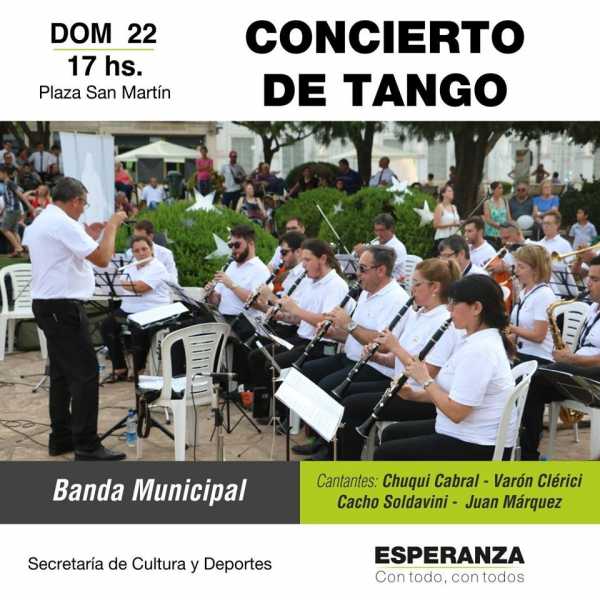 Concierto de Tango Banda Municipal de Música Domingo 22 de septiembre 17:00 hs. Plaza San Martín