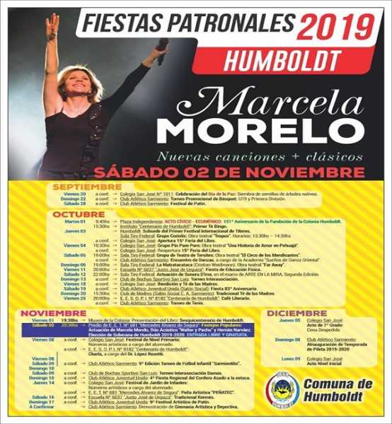 Marcela Morelo será la figura principal en la Fiesta Patronal de Humboldt  2 Noviembre