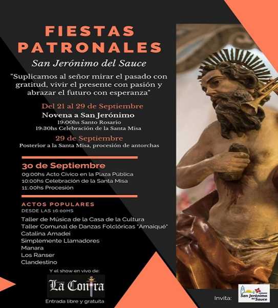 Fiestas Patronales en San Jerónimo del Sauce 30 de Septiembre ver actos desde el 21 Sep.