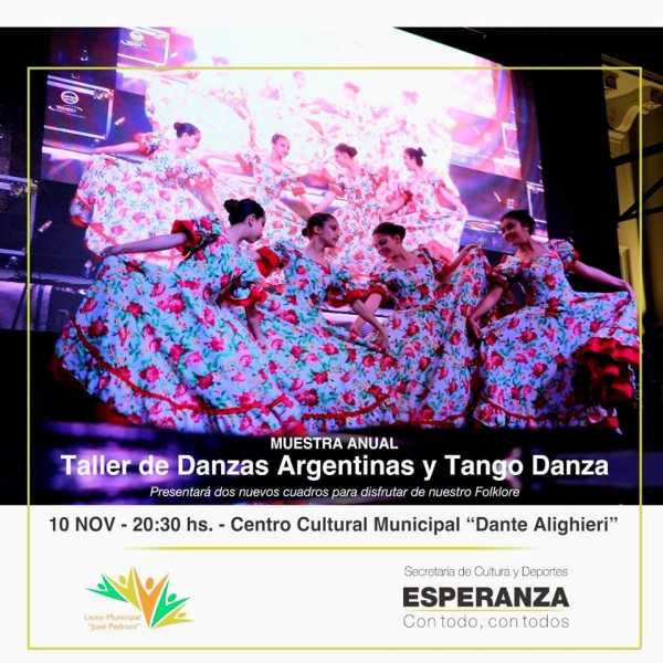 Muestras anuales de los talleres de danza clásica, danzas argentinas y tango danza del Liceo Municipal “José Pedroni”