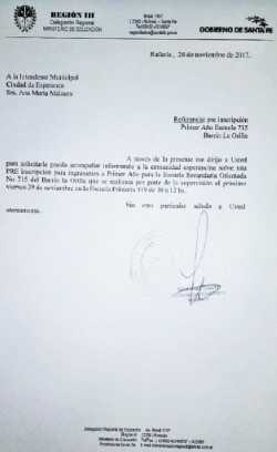 Pre inscripción al Primer Año Escuela N° 715, barrio La Orilla