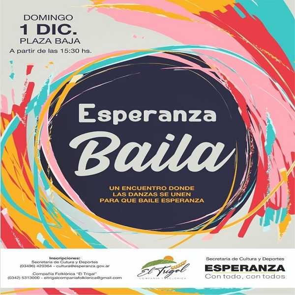 Esperanza Baila Domingo de 15:30 a 20:30   plaza San Martin de la ciudad de Esperanza