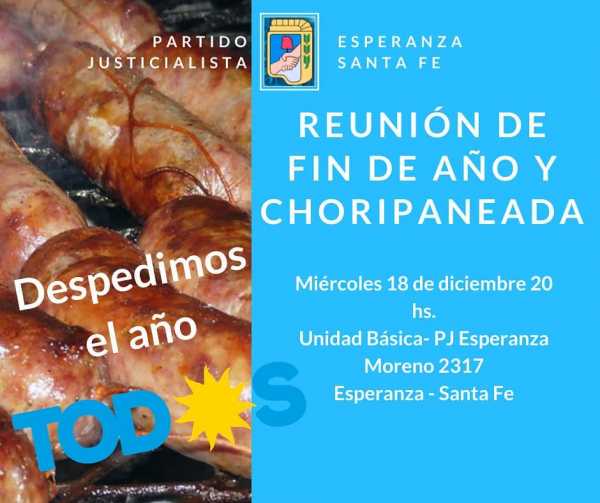 El PJ despide el año este miercoles con una clasica choripaneada