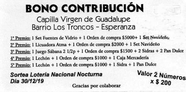 Capilla Barrio Los Troncos solicitan su colaboración y puede tener su recompensa solicitar al 410500 por la mañana