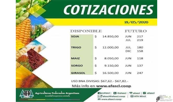 AFA Humboldt cotización granos  18 / 5 /2020 