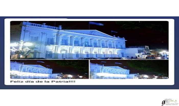 La Municipalidad se ilumino con los colores patrios en este 25 de Mayo 2020