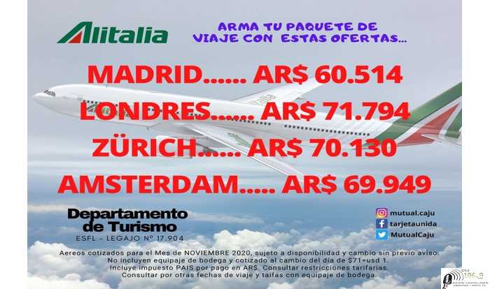ALITALIA te lleva al viejo continente.. Consulte aqui Mutual Club Juv Unida de Humboldt