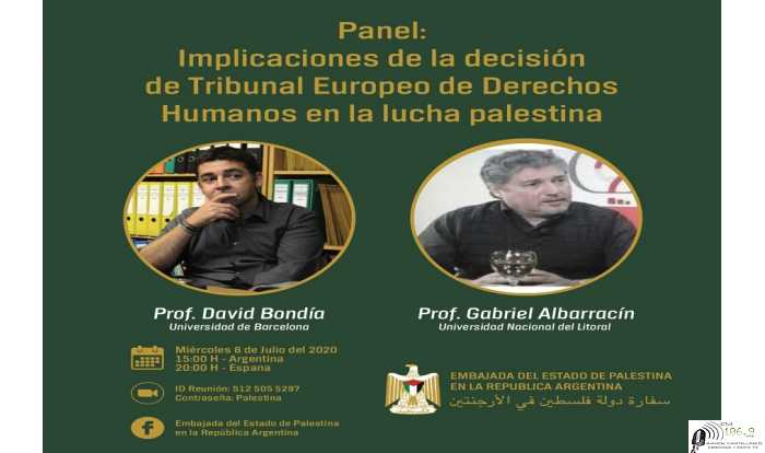 Dr Gabriel Albarracin participó invitado por  Embajada de Palestina en Argentina este miercoles 8 de Julio