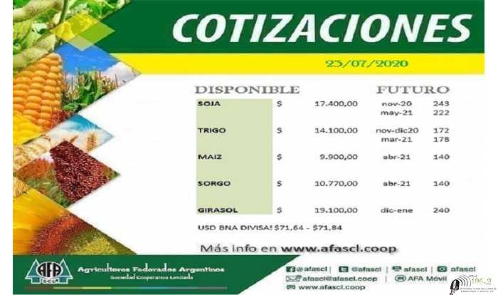 AFA Humboldt cotización granos  23 / 7 /2020 