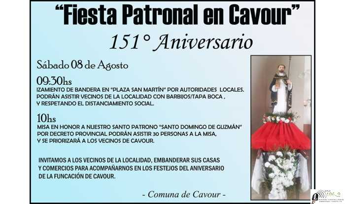 Sábado 08 de Agosto  los festejos de los 151° Aniversario de la fundación de Cavour