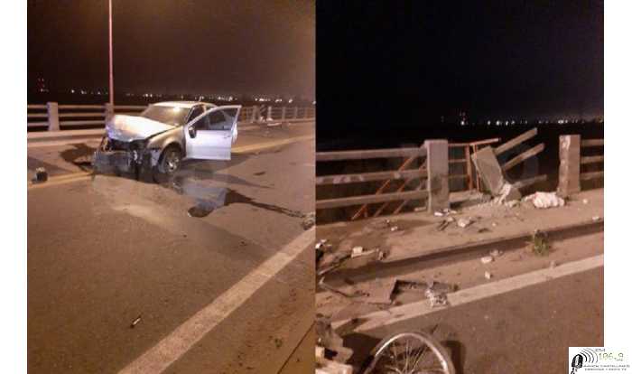 Rescataron a un ciclista que cayó al río Salado por un choque en el puente Carretero