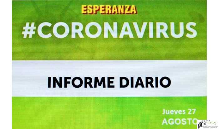 Informe del jueves 27 de agosto a las 10:00 Hs COVID 19 en Esperanza 3 casos nuevos