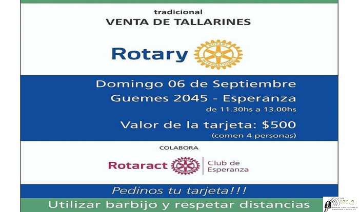 El próximo domingo 6 de Septiembre se concretará una nueva Tallarinada Rotaria.