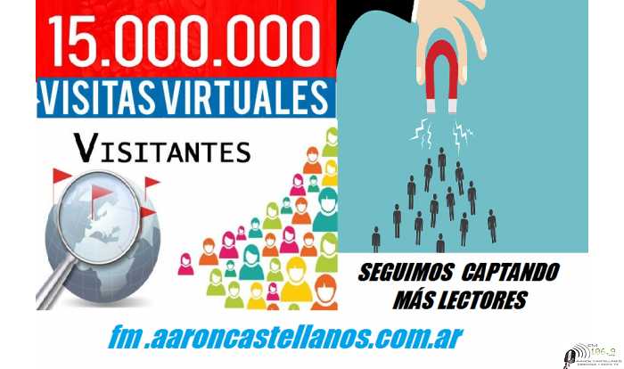 Este martes 10 de Noviembre llegaremos a 15.000.000 de visitas a www.fmaaroncastellanos.com.ar    