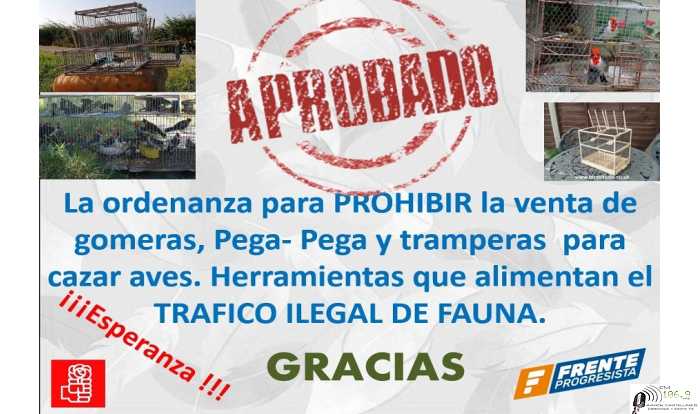PARTIDO SOCIALISTA Proyecto de ordenanza para prohibir la ventas de productos que abastecen el tráfico de aves silvestres