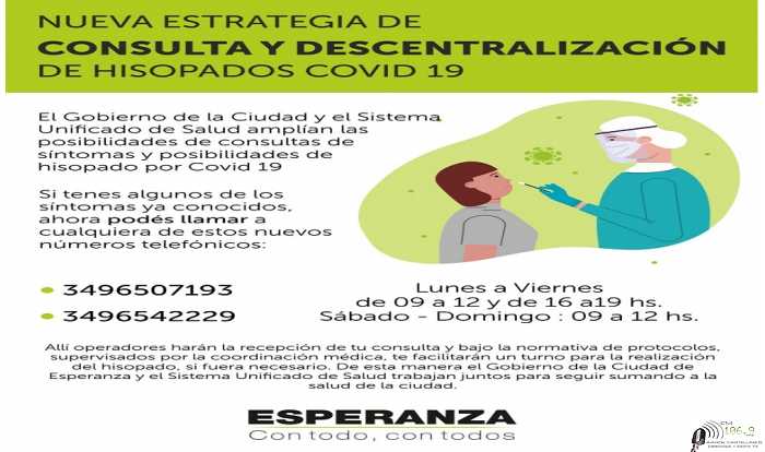 El Gobierno de la ciudad recuerda los números de atención para  la consulta y descentralización de hisopados Covid-19