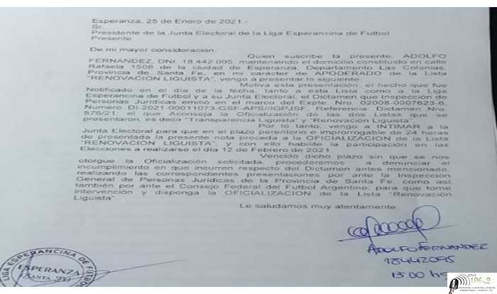 Emplazan a la junta electoral de Liga Esperancina de Fútbol