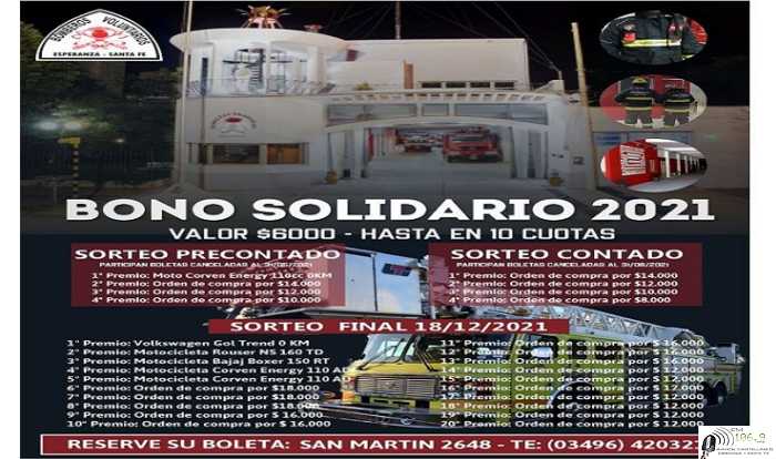 Bomberos Voluntarios de Esperanza ofrece Bono Solidario 2021  Colaboremos