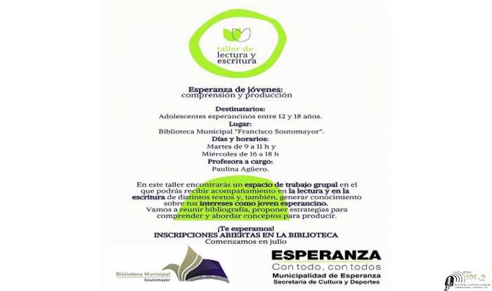 Talleres de lectura y escritura para jovenes entre 12 a 18 años en la Biblioteca