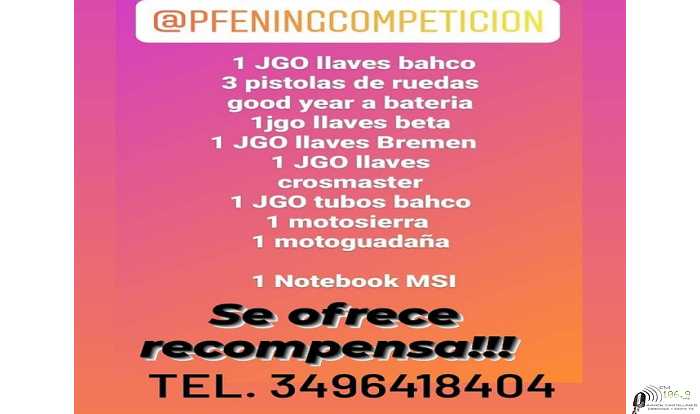 Robo en taller de Jorge Pfening en Humboldt