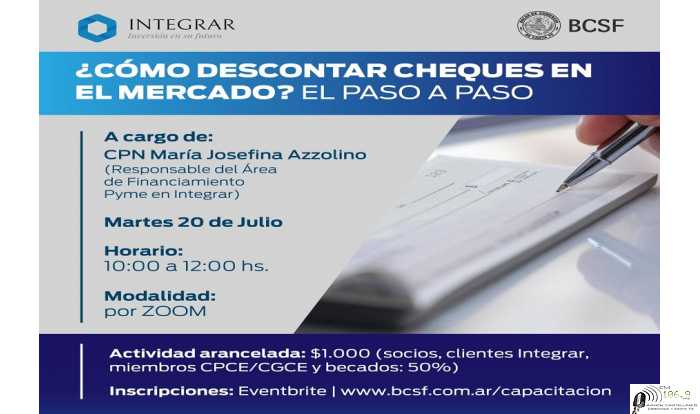 La Bolsa de Comercio de Santa Fe anuncia una capacitación arancelada sobre el tema: “¿Cómo descontar cheques en el mercado?