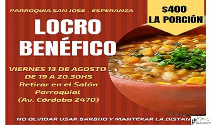 Locro a beneficio Colegio San José viernes 13 de agosto reservar porción