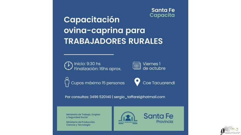 Nueva capacitación ovina-caprina destinado a trabajadores y trabajadoras rurales.