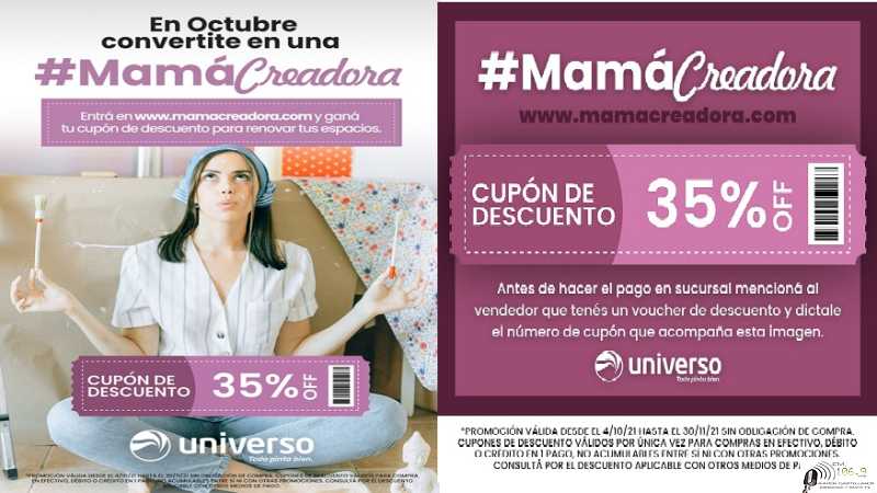 Pinturerias Universo piensa y beneficia a Mamá en un 35% ingrese a www.mamacreadora.com