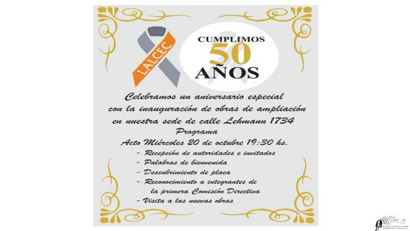 Invitación actos 50 años de Alcec Esperanza e inaguración de obras