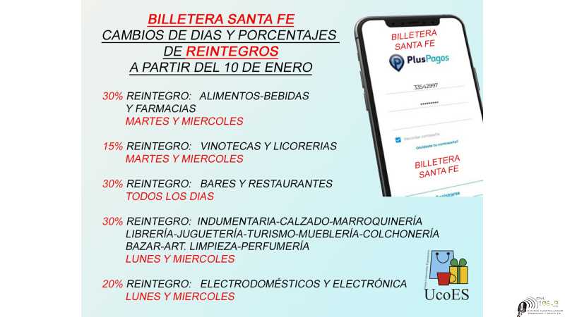 Desde el 10 Enero Ucoes informa como descontaria los dias e importes la Provincia Sta Fe