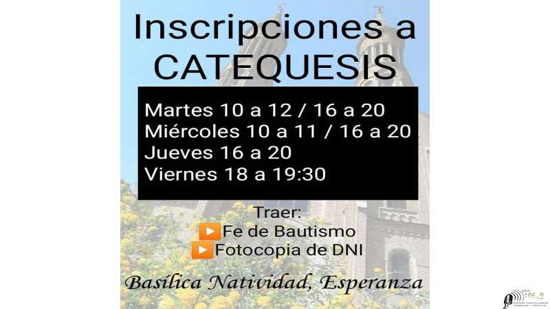 Inscripción a Catequesis en la Basílica de Natividad de la Santísima Virgen aqui dias y horarios