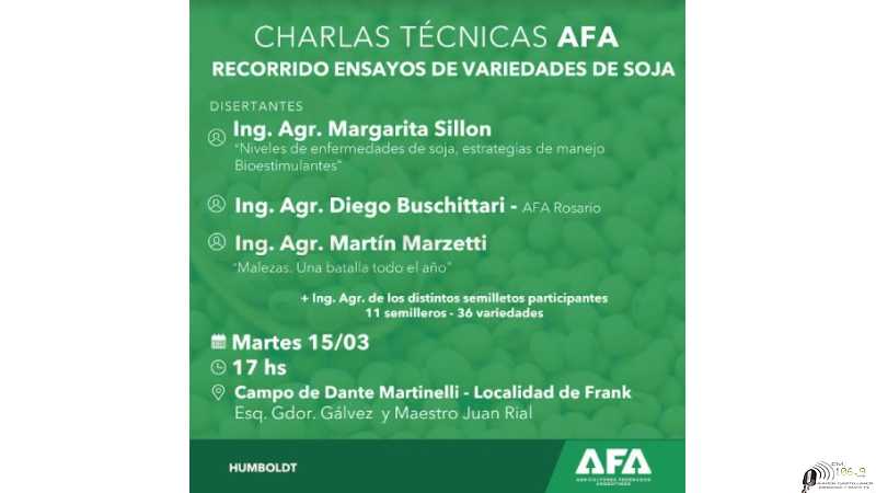 AFA Humboldt invitan a una charla recorriendo campos demostrativos con soja